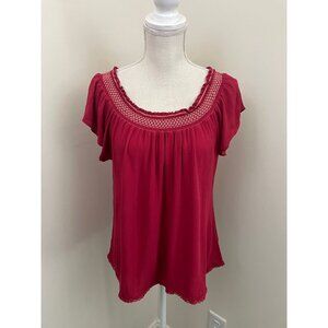 Self E Red Maroon On / Off Shoulder Top Size Medium